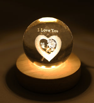 Işıklı I Love You Kalpli Küre