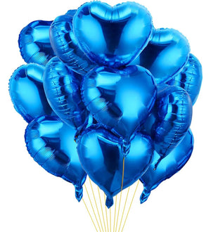 20Li Mavi Kalp Folyo Uçan Balon