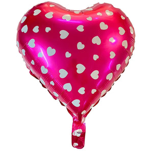 18" Kalp Puanlı Pembe Folyo Uçan Balon