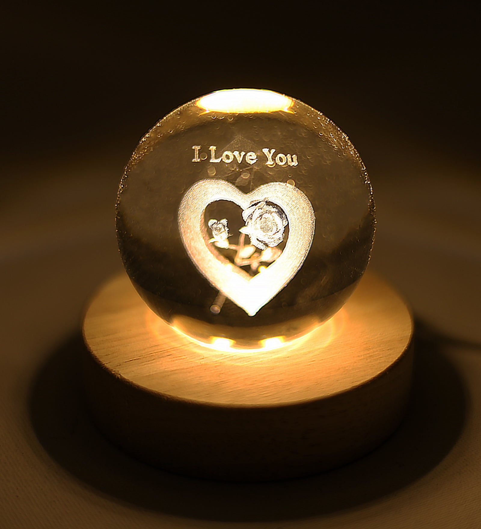 Işıklı I Love You Kalpli Küre