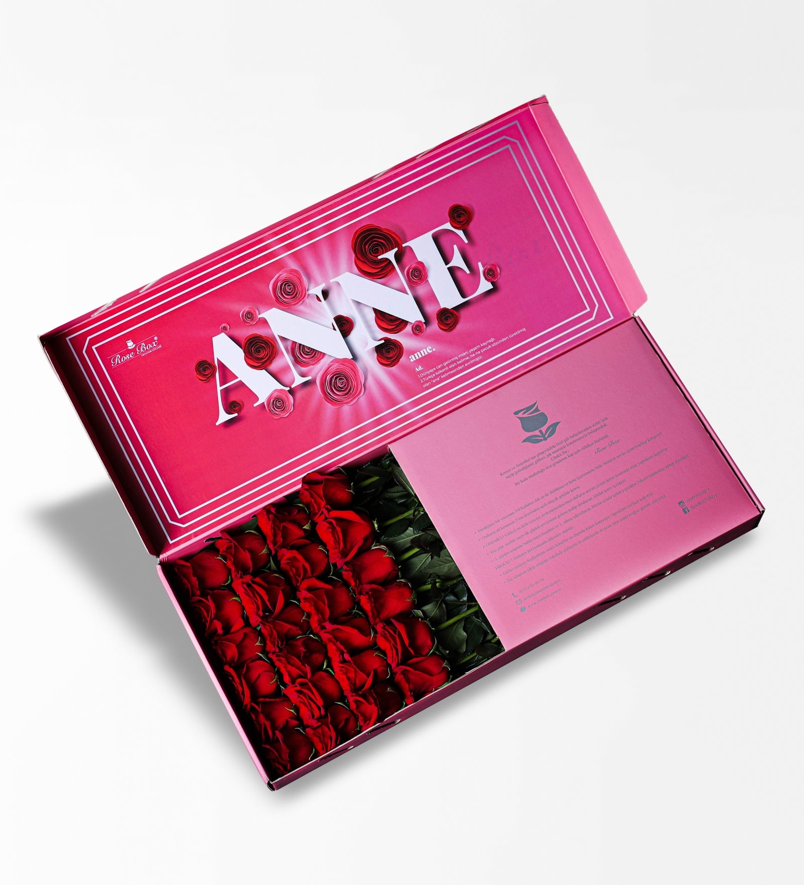 Anne 24'Lü - Anneler Günü Pembe Kutuda 24 Kırmızı Gül