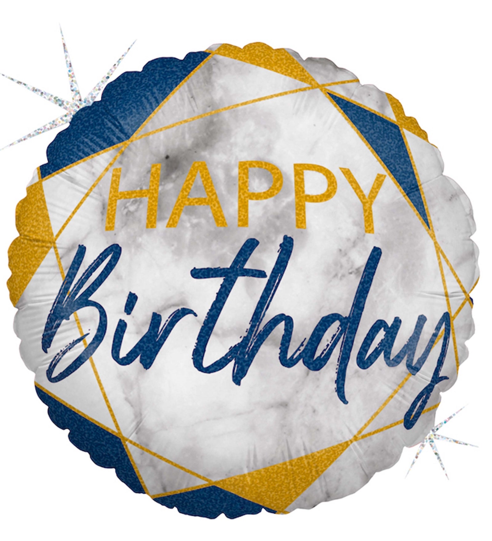 Grabo 18" P. Marble Happy Bırthday Blue Folyo Uçan Balon