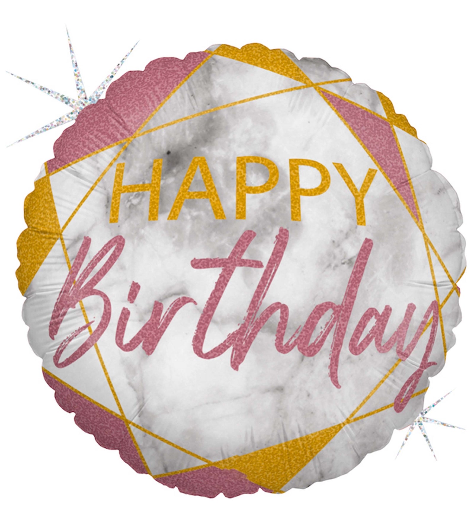 Grabo 18" P. Marble Happy Bırthday Pınk Folyo Uçan Balon