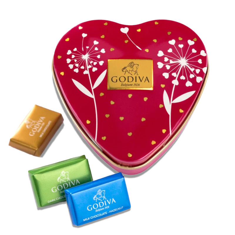 Godiva Napoliten Mini Metal Kalp Kutu (12 Adet )