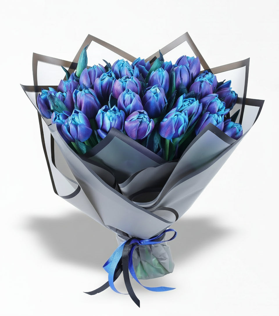 30 Adet Mavi Galaxy Lale Buketi