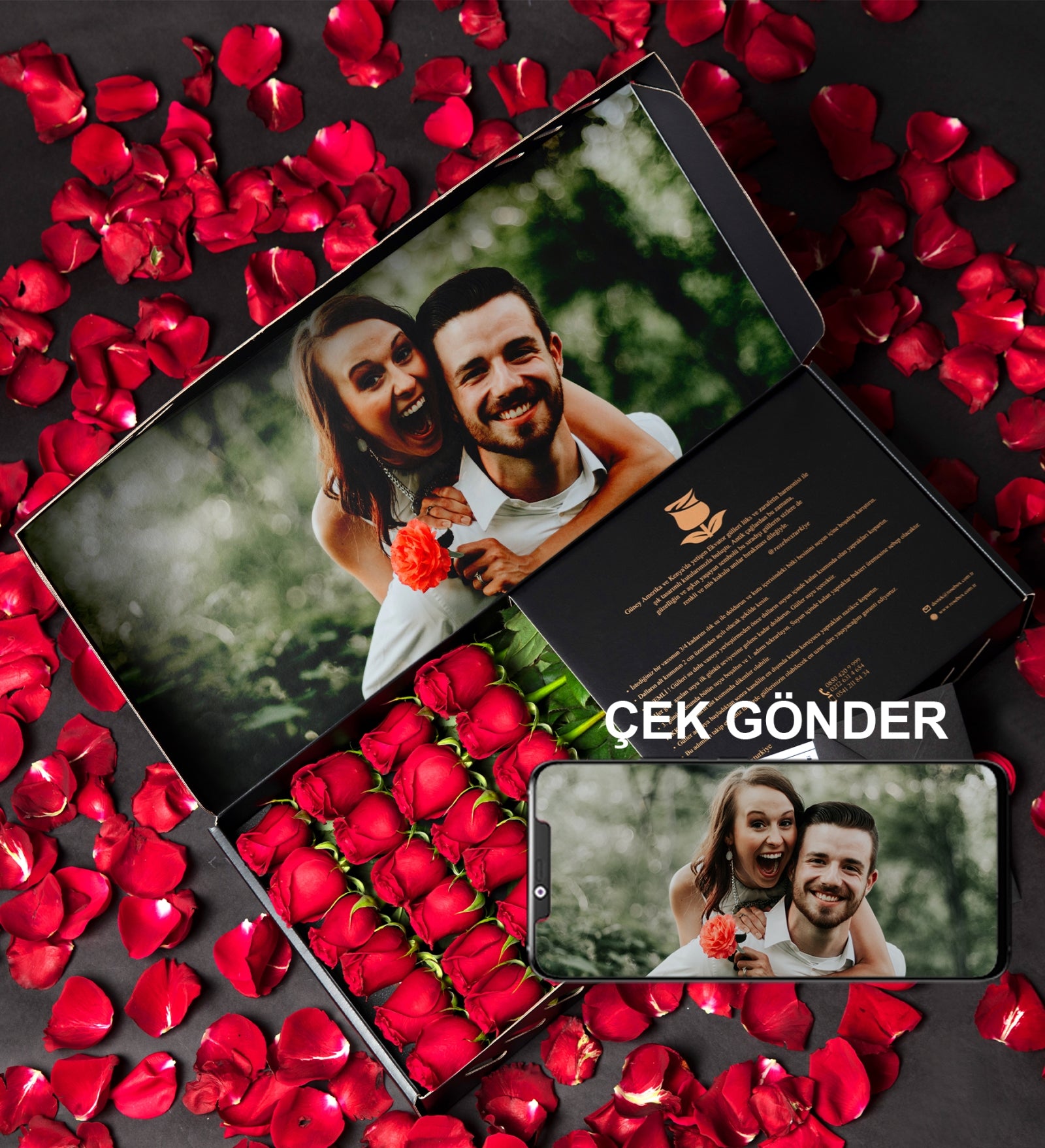 Çek Gönder 1 - Kişiye Özel Fotoğraflı Gül Kutusu