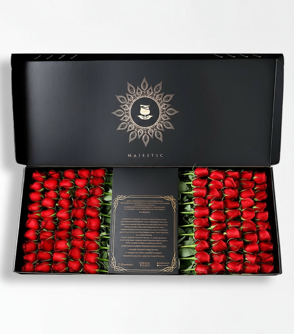 Premium 100 Kutuda 100 Kırmızı Gül