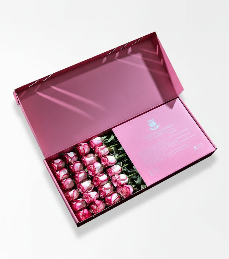 Pembe Kutuda 24 Adet Pembe Gül