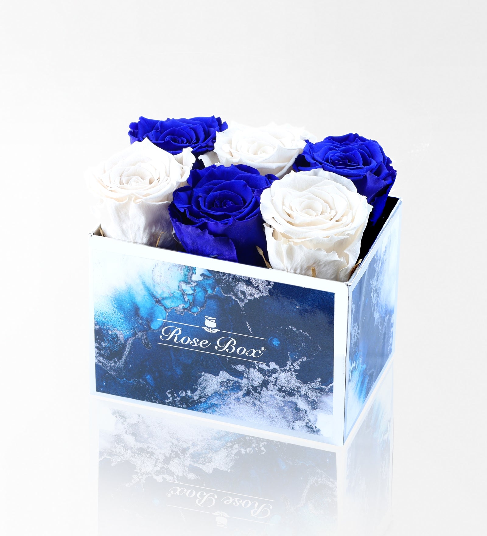 Sea Blue 6 Mavi Beyaz Solmayan Gül