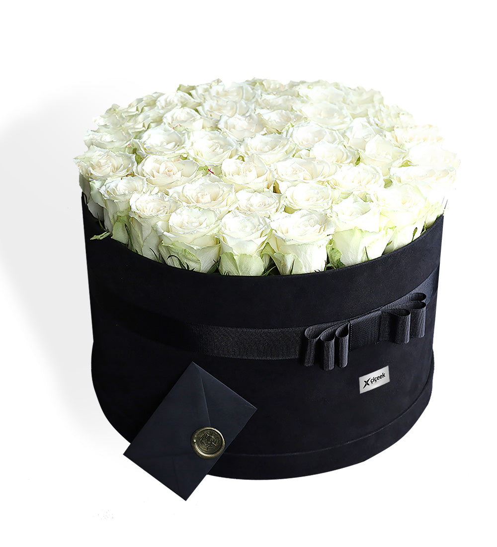 Deya Dev Boy Kadife Kutuda Beyaz Güller