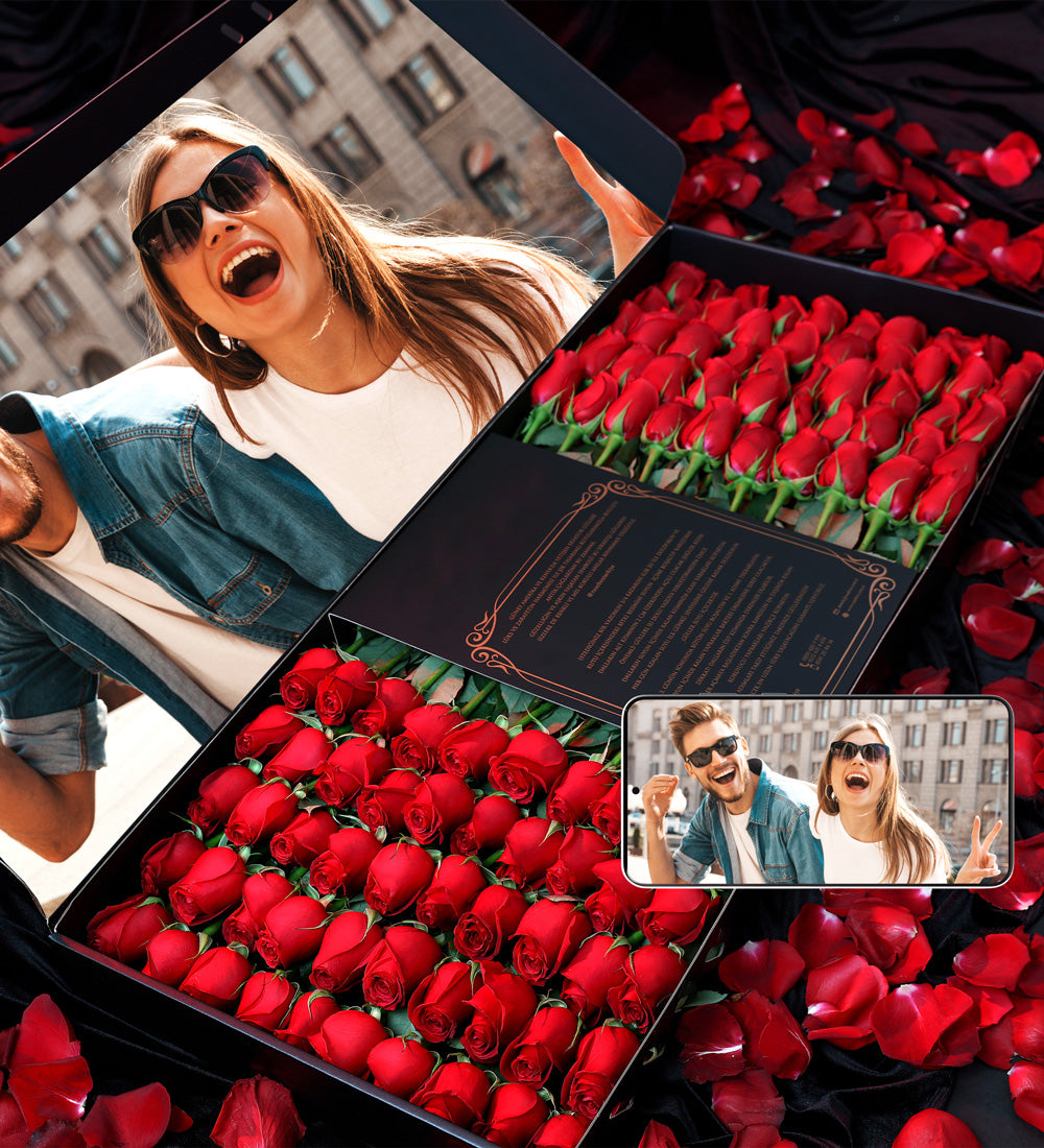 Fatoğraf Baskılı 100 Kırmızı Gül