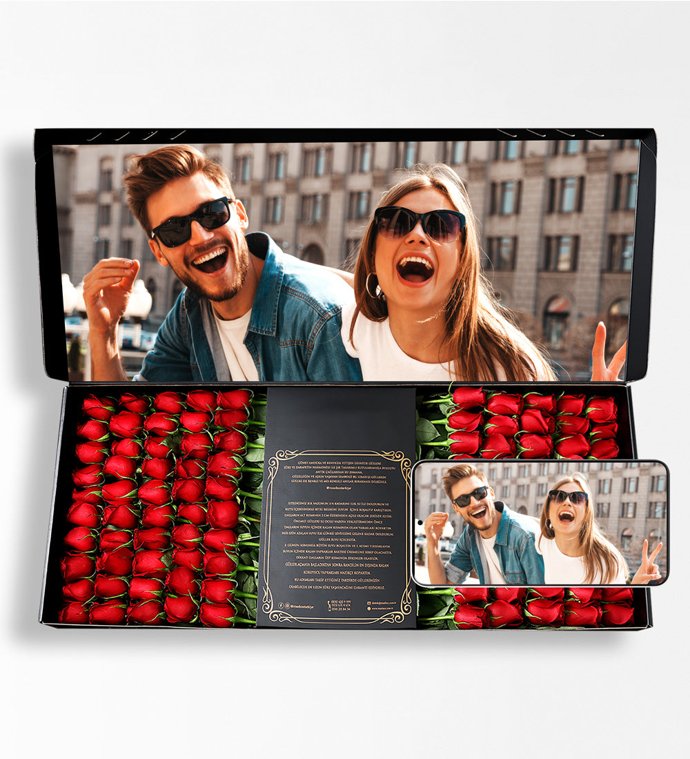 Fatoğraf Baskılı 100 Kırmızı Gül