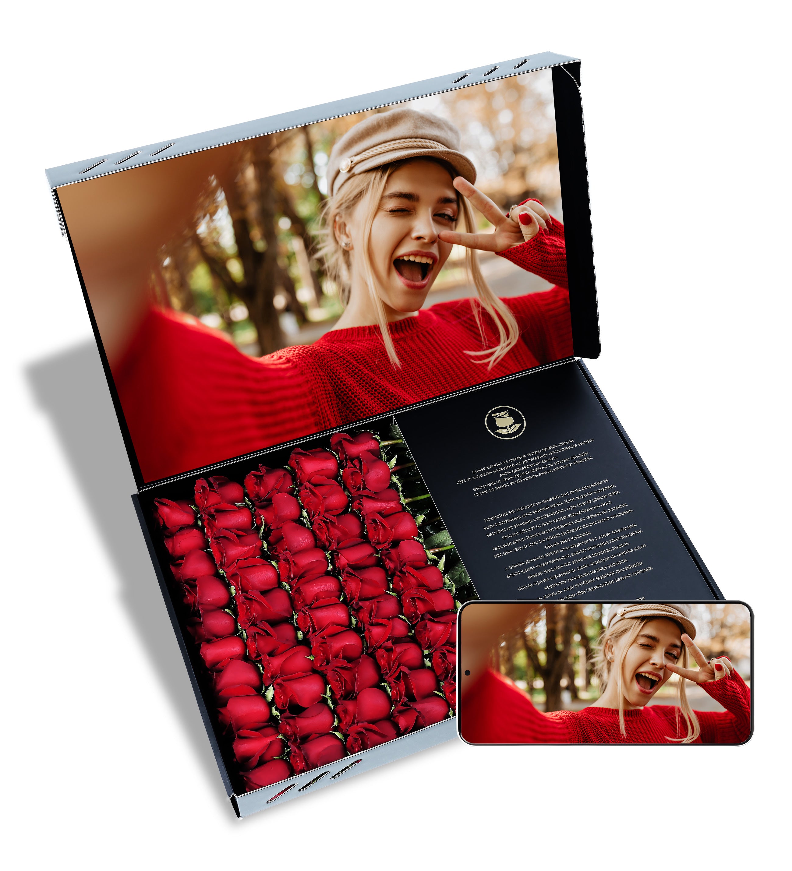 Fatoğraf Baskılı 50'li Kırmızı Gül