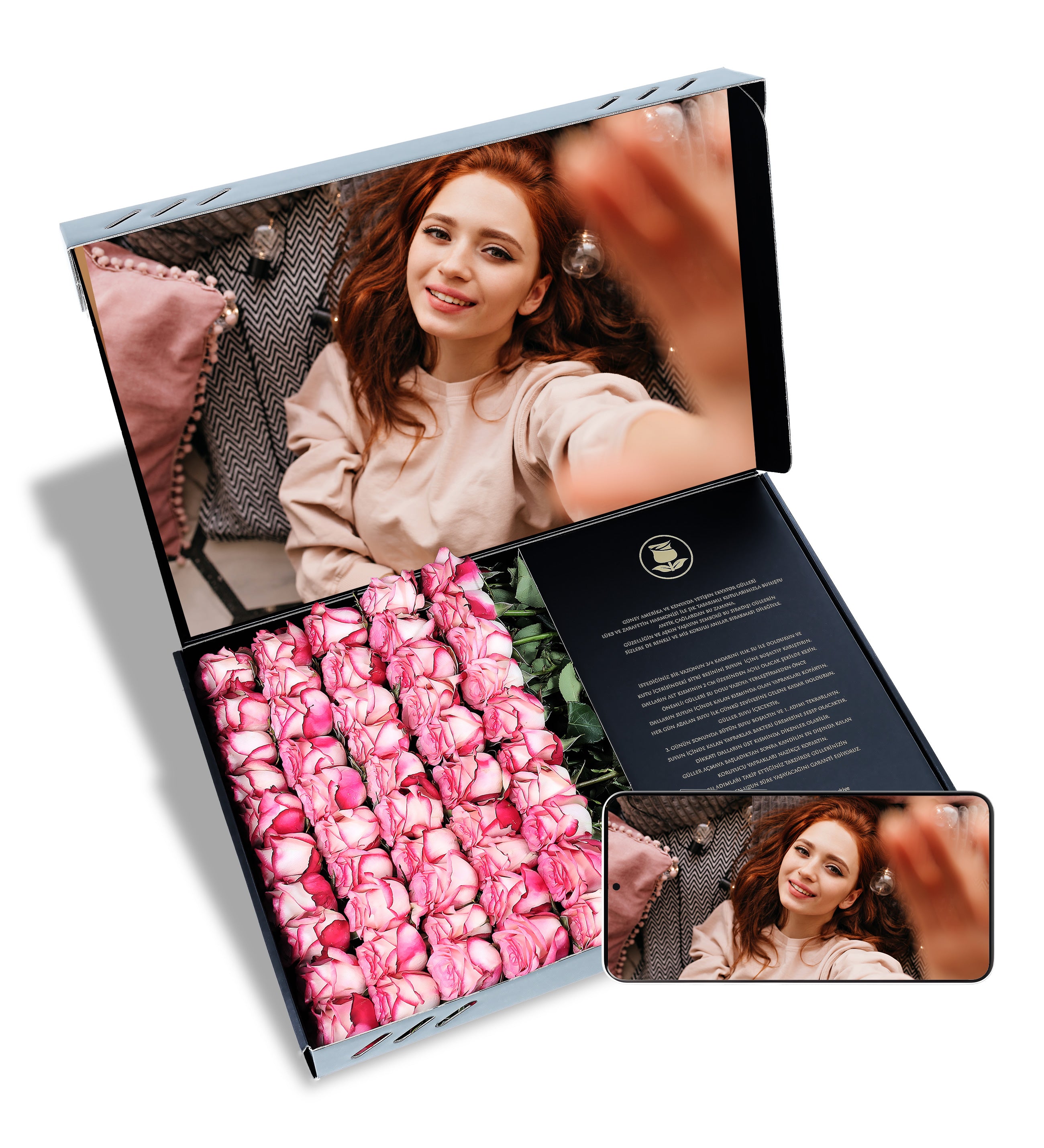 Fatoğraf Baskılı 50'li Pembe Gül