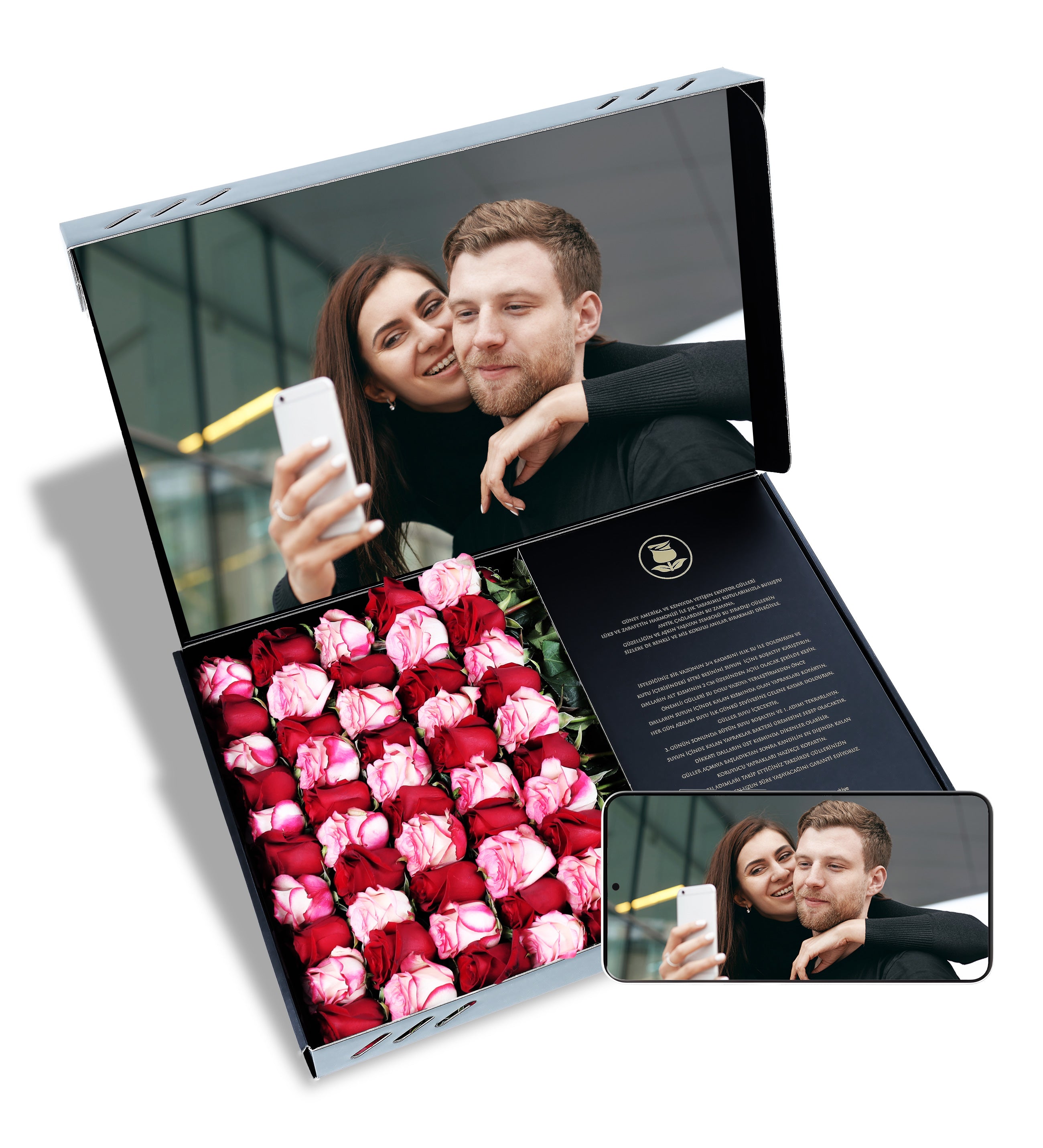 Fatoğraf Baskılı 50'li Kırmızı ve Pembe Gül