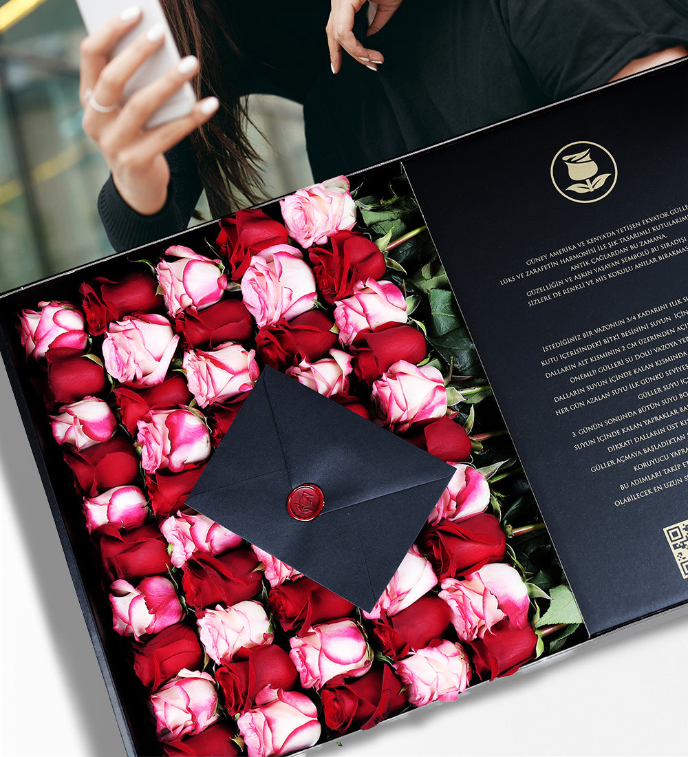 Fatoğraf Baskılı 50'li Kırmızı ve Pembe Gül