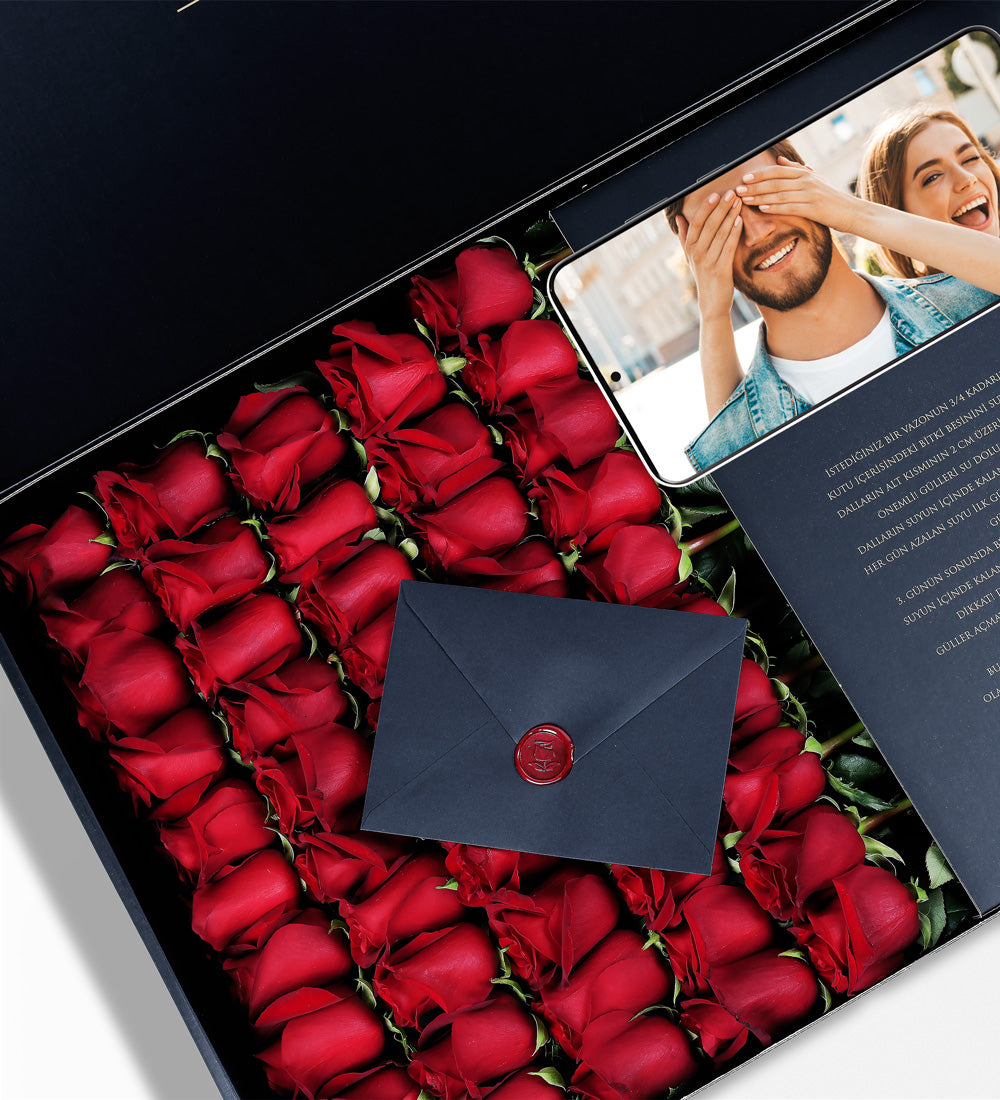 Fotoğraflı Happy Birthday 50 Kırmızı Gül