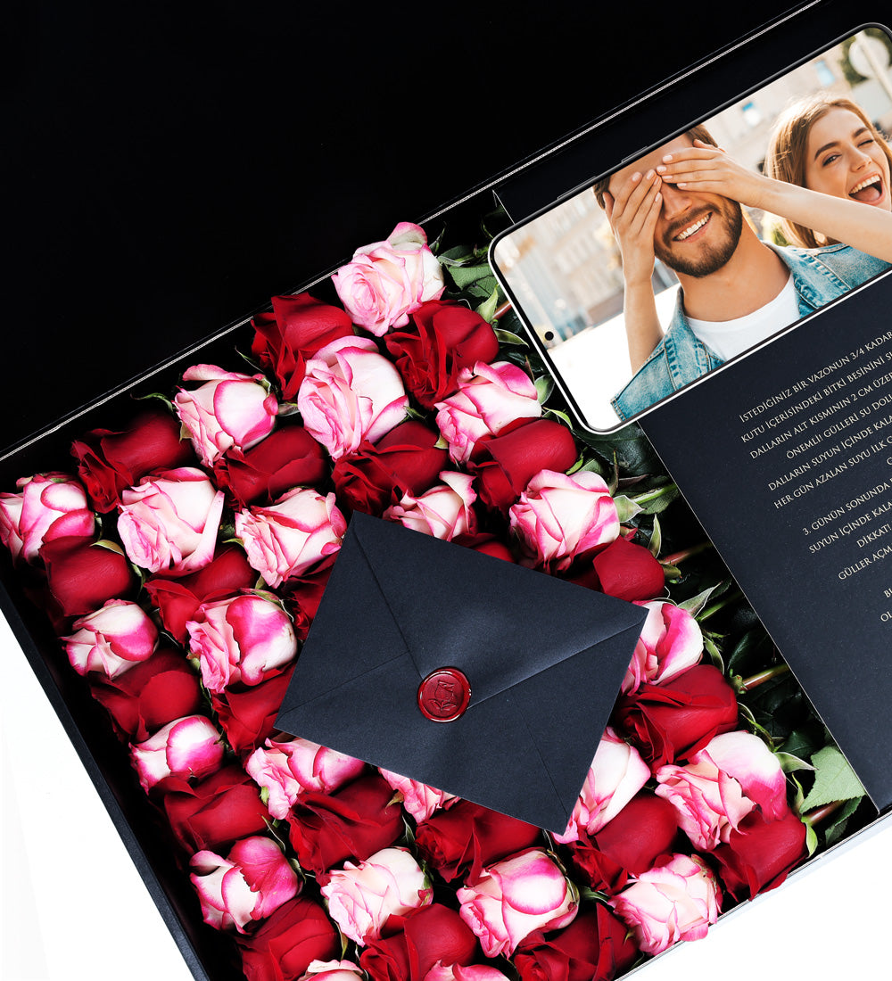 Fotoğraflı Happy Birthday 50 Kırmızı Gül