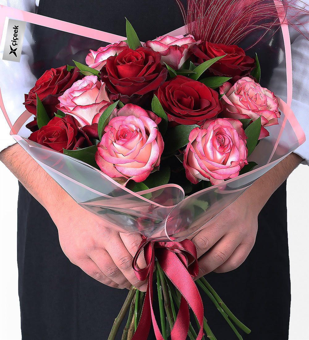 Inlove - Pembe Kırmızı Gül Buketi