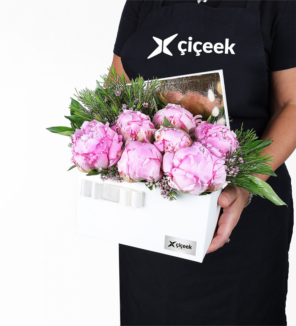 Krem Kutuda Pembe Şakayık Ve Wax Çiçeği Xl