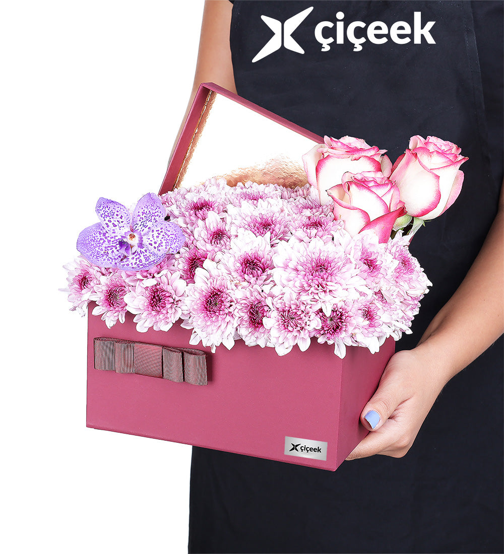 Pembe Papatya Ve Vanda Mor Orkide XL